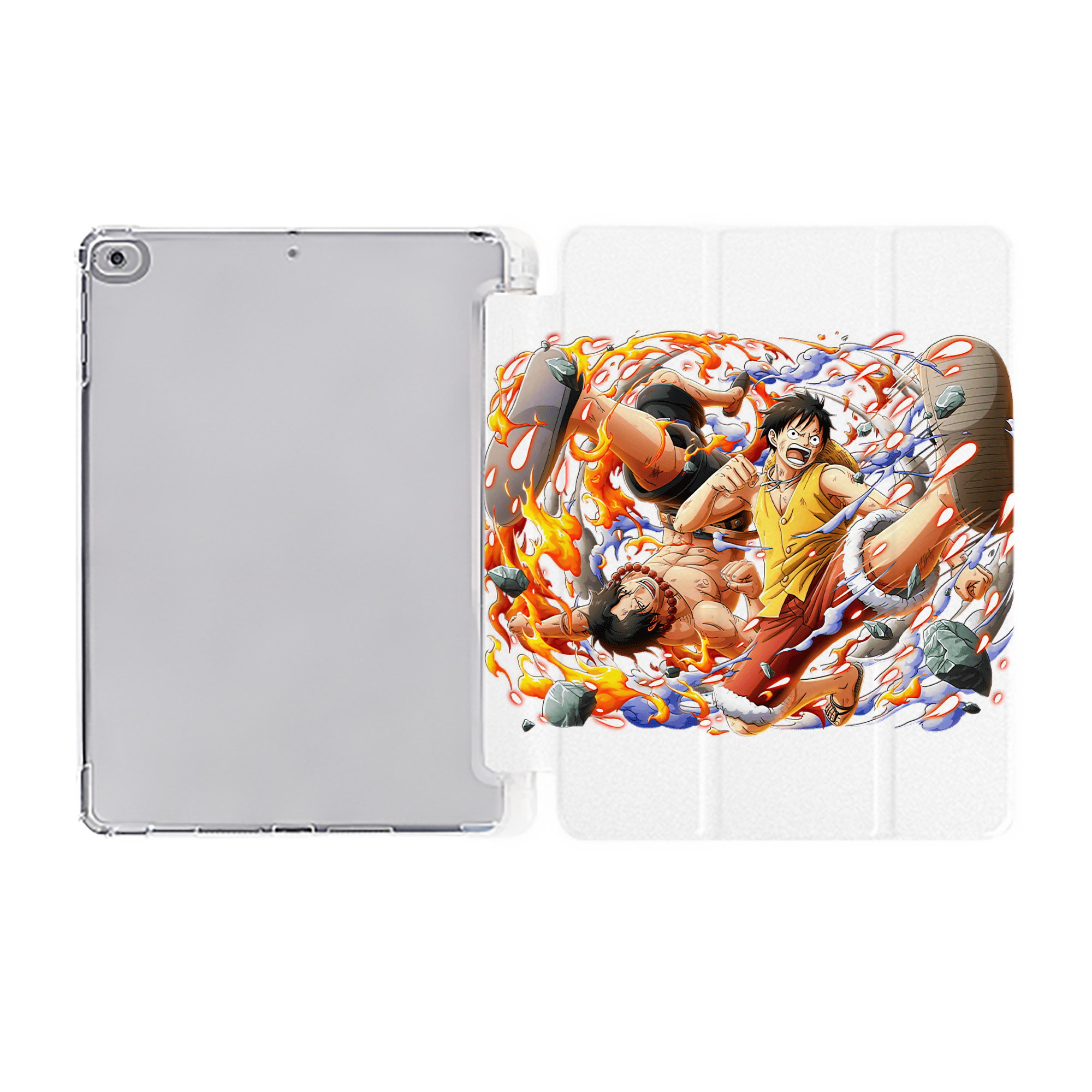 （画像用） ワンピース モンキー・D・ルフィ ONE PIECE Monkey D. Luffy IPad ケース ペン収納付き 三つ折りスタンド PUレザー×シリコン 対応機種9.5/10.5/10.9インチ